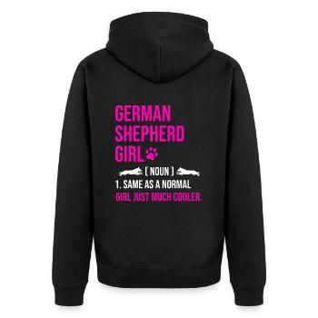 German Shepherd Girl Same As A Normal Girl Just Mu - Unisex Premium Organic Zip Hoodie - black - Back - Nico (187cm)