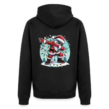 Joyeux Noël Cool Père Noël Ho ! HO! - Veste à capuche bio Premium Unisexe - noir - Dos - Nico (187cm)