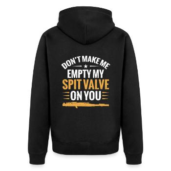 Piccolos Don't Make Me Empty My Spit Valve On You - Unisex Premium Bio Zip Hoodie - Schwarz - Hinten - Nico (187cm)