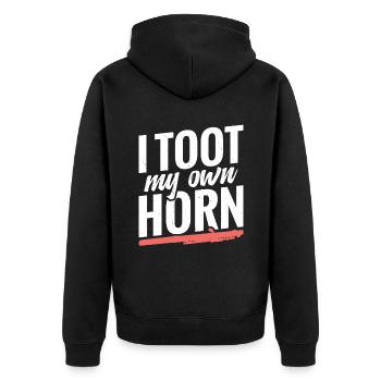 Piccolos, Ich Tue Mein Eigenes Horn - Unisex Premium Bio Zip Hoodie - Schwarz - Hinten - Nico (187cm)