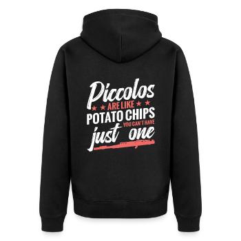 Piccolos Sind Wie Kartoffelchips, Die Man Nicht - Unisex Premium Bio Zip Hoodie - Schwarz - Hinten - Nico (187cm)