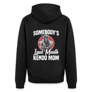 Someone's Loud Mom, Kendo-mama - Unisex Premium Organic Zip Hoodie - black - Back - Nico (187cm)
