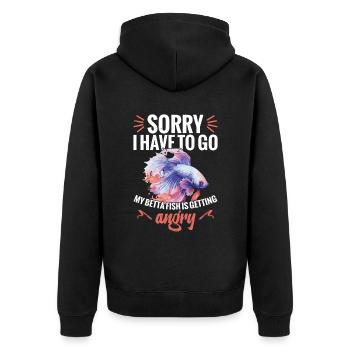 I'm sorry I have to go, my - Unisex Premium Organic Zip Hoodie - black - Back - Nico (187cm)
