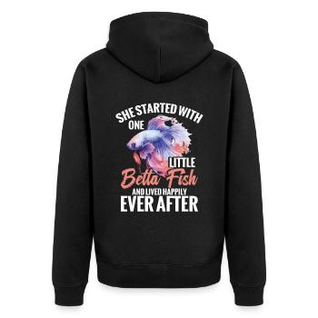 She started with a small betta fish and lived - Unisex Premium Organic Zip Hoodie - black - Back - Nico (187cm)