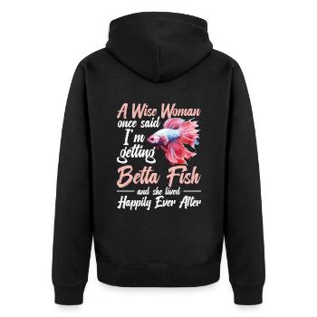 A wise woman once said, "I get - Unisex Premium Organic Zip Hoodie - black - Back - Nico (187cm)