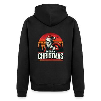 Frohe Weihnachten Cool Santa Bigfoot Ho! Ho! Ho! - Unisex Premium Bio Zip Hoodie - Schwarz - Hinten - Nico (187cm)
