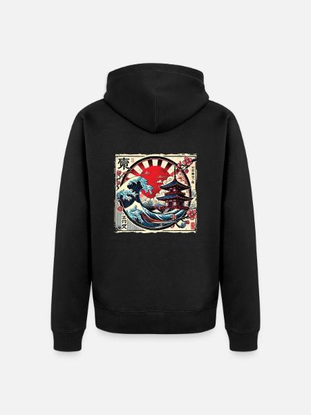 Traditionelle Japanische Pagode, - Unisex Premium Bio Zip Hoodie - Schwarz