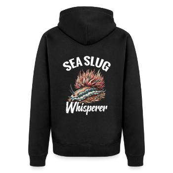 Nudibranch Sea Slug Whisperer - Unisex Premium Bio Zip Hoodie - Schwarz - Hinten - Nico (187cm)