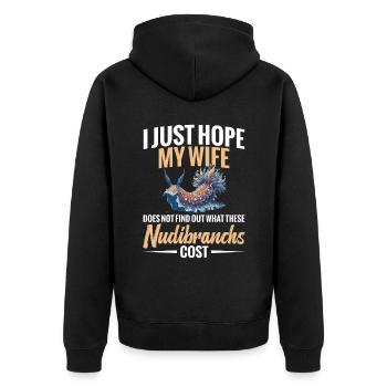 Ich Hoffe Nur, Dass Meine Frau Nicht Herausfindet, - Unisex Premium Bio Zip Hoodie - Schwarz - Hinten - Nico (187cm)