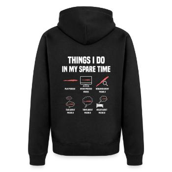 Piccolo-themen, Die Ich In Meiner Freizeit Mache - Unisex Premium Bio Zip Hoodie - Schwarz - Hinten - Nico (187cm)
