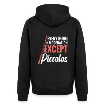 Alles In Maßen Außer Piccolos - Unisex Premium Bio Zip Hoodie - Schwarz - Hinten - Nico (187cm)