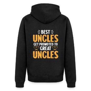 Best Uncles Get Promoted To Great Uncles Family Un - Unisex Premium Organic Zip Hoodie - black - Back - Nico (187cm)