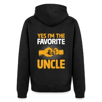 Ja, ich bin der Lieblingsonkel Familie Onkel Nichte Nep - Unisex Premium Bio Zip Hoodie - Schwarz - Hinten - Nico (187cm)
