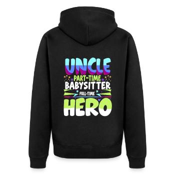 Onkel Teilzeit Babysitter Vollzeit Held Familie U - Unisex Premium Bio Zip Hoodie - Schwarz - Hinten - Nico (187cm)