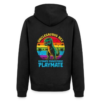 Unclesaurus Rex Ultimatives prähistorisches Playmate Dino - Unisex Premium Bio Zip Hoodie - Schwarz - Hinten - Nico (187cm)
