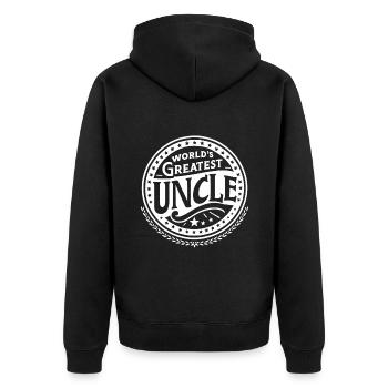 Die größten Onkel der Welt Familie Onkel - Unisex Premium Bio Zip Hoodie - Schwarz - Hinten - Nico (187cm)