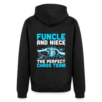 Funcle Und Nichte Das Perfect Chaos Team Onkel Fami - Unisex Premium Bio Zip Hoodie - Schwarz - Hinten - Nico (187cm)