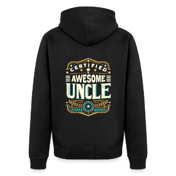 Zertifizierter großartiger Onkel Familie Onkel Nichte Neffe - Unisex Premium Bio Zip Hoodie - Schwarz - Hinten - Nico (187cm)