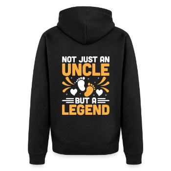Nicht nur ein Onkel, sondern eine Legende Schwangerschaftsankündigung - Unisex Premium Bio Zip Hoodie - Schwarz - Hinten - Nico (187cm)
