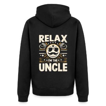 Entspannen Sie sich, ich bin Der Onkel Familie Onkel Nichte Neffe - Unisex Premium Bio Zip Hoodie - Schwarz - Hinten - Nico (187cm)