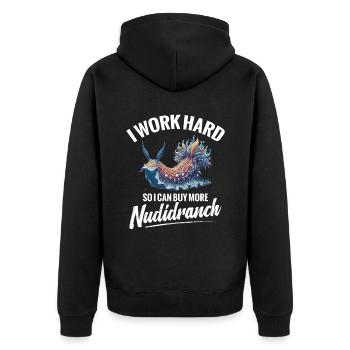 Ich Arbeite Hart, Damit Ich Mehr Nacktschnecken - Unisex Premium Bio Zip Hoodie - Schwarz - Hinten - Nico (187cm)