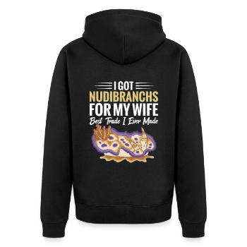 „ich Habe Nacktschnecken Für Meine Frau Bekommen – - Unisex Premium Bio Zip Hoodie - Schwarz - Hinten - Nico (187cm)