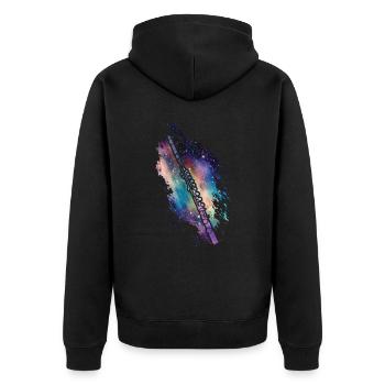 Piccoloist, Es Ist Keine Flöte - Unisex Premium Bio Zip Hoodie - Schwarz - Hinten - Nico (187cm)