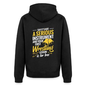 Sagen Sie, Es Ist Kein Ernsthaftes Instrument Und - Unisex Premium Bio Zip Hoodie - Schwarz - Hinten - Nico (187cm)