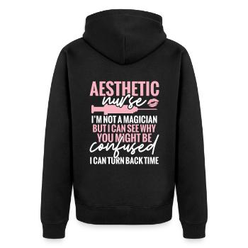 Ästhetische Krankenschwester Ich Bin Kein - Unisex Premium Bio Zip Hoodie - Schwarz - Hinten - Nico (187cm)