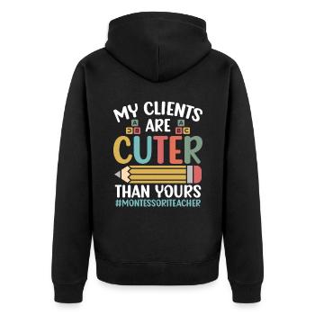 Montessori-lehrer Ich Bin Der Grund, Warum Jemand - Unisex Premium Bio Zip Hoodie - Schwarz - Hinten - Nico (187cm)