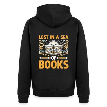 Perdu dans une mer de livres Lecture de livres Rat de bibliothèque - Veste à capuche bio Premium Unisexe - noir - Dos - Nico (187cm)