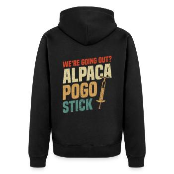 We go out? Alpaca pogo stick - Unisex Premium Organic Zip Hoodie - black - Back - Nico (187cm)
