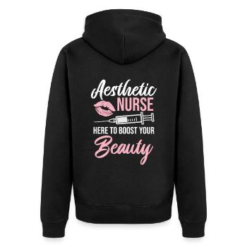 Ästhetische Krankenschwester Hier, Um Ihre - Unisex Premium Bio Zip Hoodie - Schwarz - Hinten - Nico (187cm)