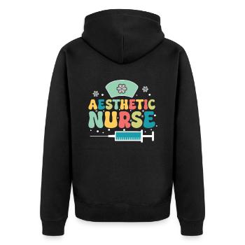Ästhetische Krankenschwester Ich Bin Kein - Unisex Premium Bio Zip Hoodie - Schwarz - Hinten - Nico (187cm)