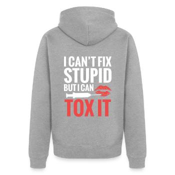 Ästhetische Krankenschwester Ich Kann Dummes Nicht - Unisex Premium Bio Zip Hoodie - Grau meliert - Hinten - Nico (187cm)
