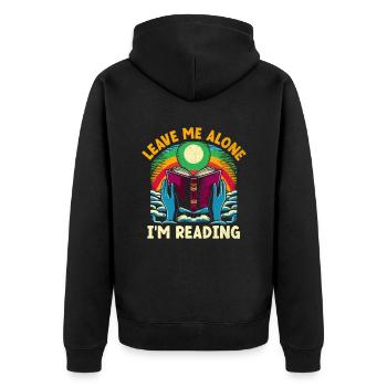Lass mich in Ruhe, ich lese das Buch Bookworm - Unisex Premium Bio Zip Hoodie - Schwarz - Hinten - Nico (187cm)