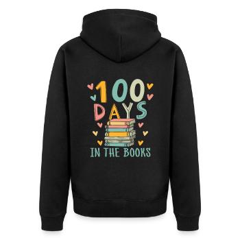 100 Days In The Books Book Reading Bookworm - Unisex Premium Organic Zip Hoodie - black - Back - Nico (187cm)