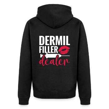 Cosmetic Nurse Dermil Filler Dealer - Unisex Premium Bio Zip Hoodie - Schwarz - Hinten - Nico (187cm)