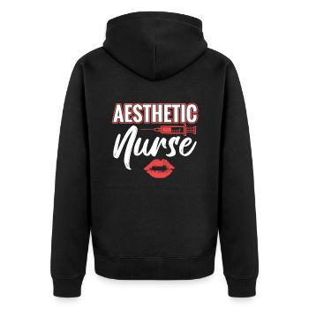 Ästhetische Krankenschwester Ich Bin Kein - Unisex Premium Bio Zip Hoodie - Schwarz - Hinten - Nico (187cm)