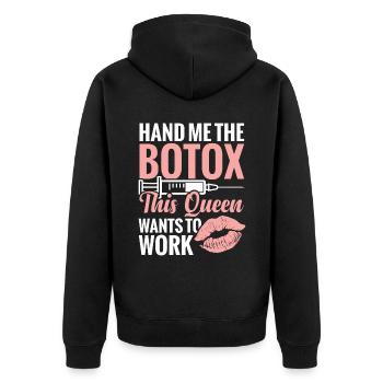 Kosmetische Krankenschwester: Geben Sie Mir Das - Unisex Premium Bio Zip Hoodie - Schwarz - Hinten - Nico (187cm)