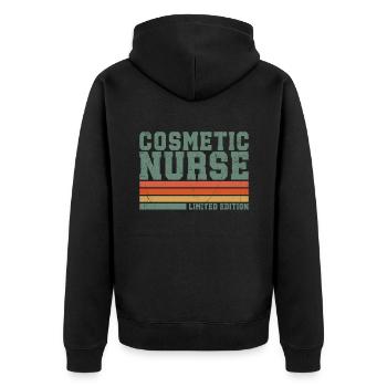 Ästhetische Krankenschwester Cosmetic Nurse - Unisex Premium Bio Zip Hoodie - Schwarz - Hinten - Nico (187cm)