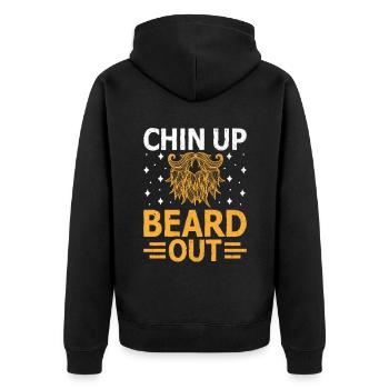 Kinn Hoch Bart Aus Gesichtsbehaarung Bärte Mann - Unisex Premium Bio Zip Hoodie - Schwarz - Hinten - Nico (187cm)