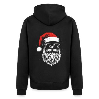 Bärtiger Weihnachtsmann Gesicht Sonnenbrille Bart Bärte - Unisex Premium Bio Zip Hoodie - Schwarz - Hinten - Nico (187cm)