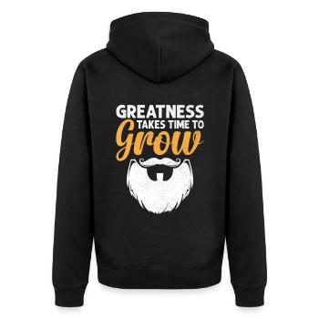 Greatness Takes Time To Grow Beard Bearded Beards - Unisex Premium Organic Zip Hoodie - black - Back - Nico (187cm)
