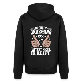 A good vintage 1955 birthday - Unisex Premium Organic Zip Hoodie - black - Back - Nico (187cm)