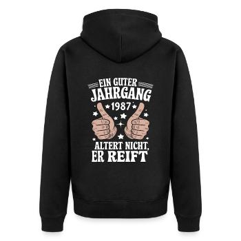 A good vintage 1987 birthday - Unisex Premium Organic Zip Hoodie - black - Back - Nico (187cm)
