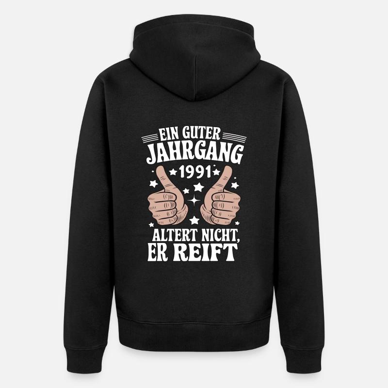 Un bon millésime anniversaire 1991 - Veste à capuche bio Premium Unisexe - noir