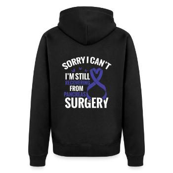 Tut Mir Leid, Ich Kann Nicht, Ich Erhole Mich - Unisex Premium Bio Zip Hoodie - Schwarz - Hinten - Nico (187cm)