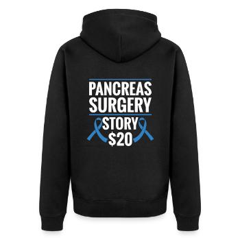 Geschichte Über Bauchspeicheldrüsenchirurgie 20 $ - Unisex Premium Bio Zip Hoodie - Schwarz - Hinten - Nico (187cm)