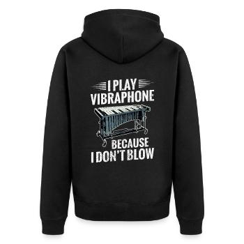 Ich Spiele Vibraphon, Weil Ich Nicht Blase. - Unisex Premium Bio Zip Hoodie - Schwarz - Hinten - Nico (187cm)